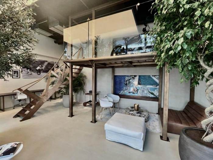 Mezzanine workspace with olive tree, City Walk Dubai
